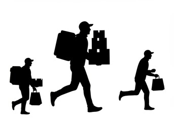 Delivery Personnel Silhouette Speed, Service, and Efficiency in Package Handling and Logistics