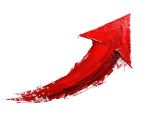 Red paint arrow, upward direction, textured