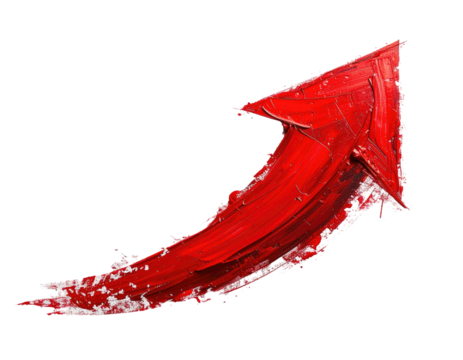 Red paint arrow, upward direction, textured