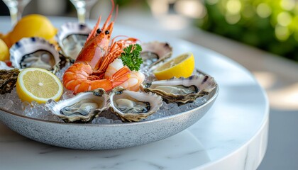 grilled shrimps with lemon and parsley