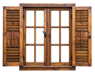 Wooden window with shutters