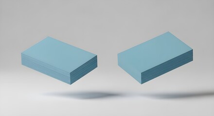 floating blue rectangular cards stacks blank minimal