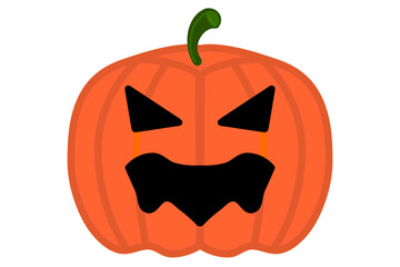 A spooky orange pumpkin carved with a scary face, symbolizing Halloween celebration, decoration, and seasonal festive design.