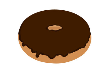 A round donut completely covered with smooth chocolate icing, perfect for dessert themes, bakery design, or confectionery illustrations.