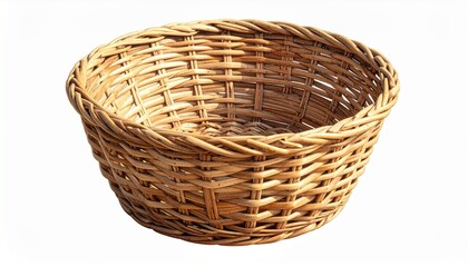 Fototapeta premium Woven wicker basket with arched handle, crafted containment and rustic grace.