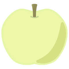 Green apple illustration with stem, simple flat style fruit design.