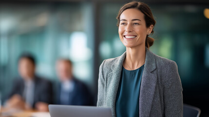 Self assured female pharmaceutical executive introducing premium drug solutions to healthcare professional women in pharmaceutical leadership medical sales healthcare innovation