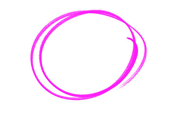 Round doodle drawn with pink marker on a transparent background