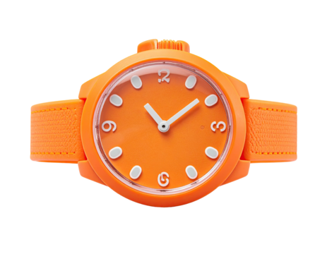 Vibrant orange watch with white accents