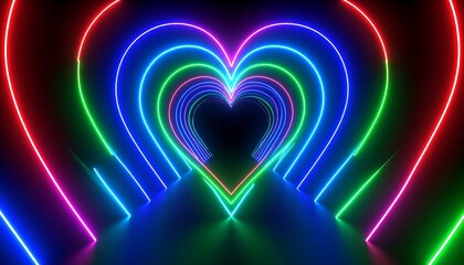 Neon heart-shaped tunnel