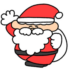 手を振ってプレゼントを持つサンタクロース