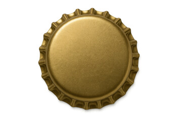 Empty golden bottle cap on transparent background
