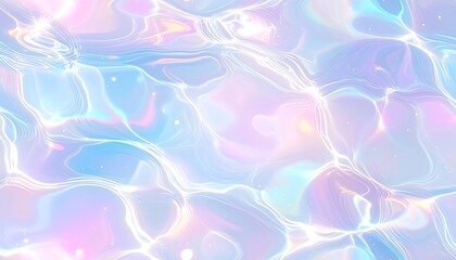 Fototapeta premium Iridescent Pastel Water Surface Ripples with Light Reflections Dreamy Abstract Background