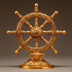 Luxury Gold Carved Wheel Sculpture &ndash; Classic Decorative Artwork