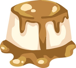 Creamy Caramel Flan Dessert Illustration
