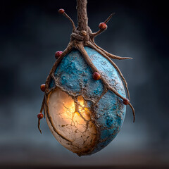 Enchanted Light Seed with Purple Leaves and Tree Roots &ndash; Dark Fantasy Concept Art