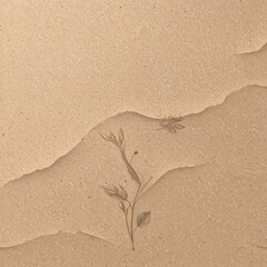 Beige textured paper with drawn floral design