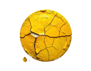 Cracked yellow circular surface