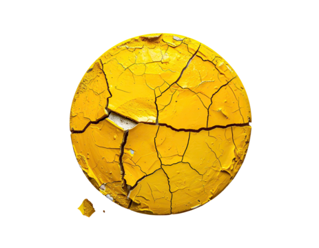 Cracked yellow circular surface - Powered by Adobe