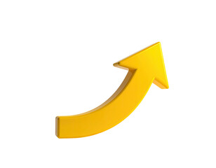 3D gold upward curved arrow