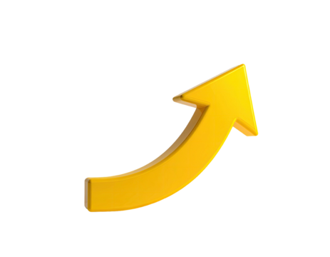 3D gold upward curved arrow