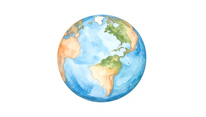 Fototapeta premium Watercolor globe, Earth, continents, oceans