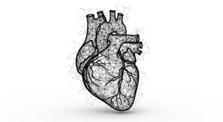 Stylized anatomical heart illustration with geometric line connections