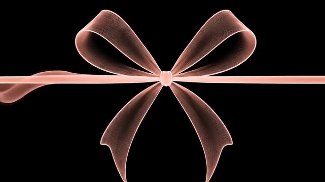 Abstract digital artwork of a glowing ribbon bow against a black backdrop