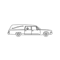 Naklejka premium Hearse vehicle outline illustration in simple design style 