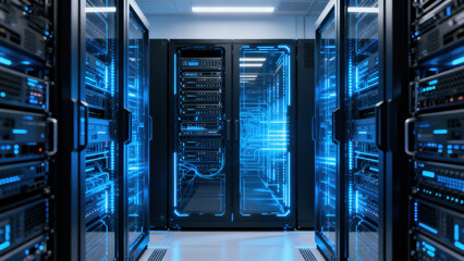 Futuristic Blue - Lit Data Center