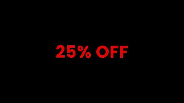 3d animation for black friday discount sale offer on transparent, 25 percent off
