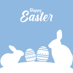 Happy easter with eggs and rabbit background beautiful design. Vector illustration