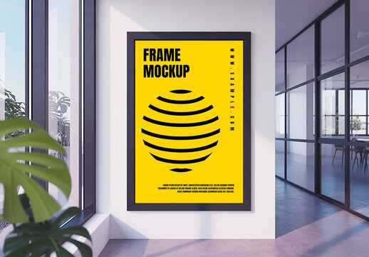 Modern Office Wall Frame Mockup with Natural Light