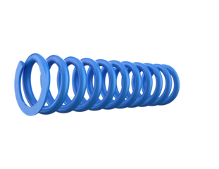 Vibrant Blue Compression Spring: Essential Industrial Mechanical Component for High-Performance Car, Motorbike, Drift Car, and Monster Car Suspension Systems, Isolated on Transparent Background