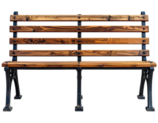 Wooden park bench with dark metal legs (1)