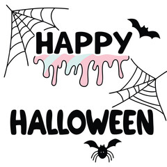 Happy Halloween Pastel Drip and Bat Design