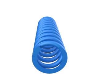 Vibrant Blue Compression Spring: Essential Industrial Mechanical Component for High-Performance Car, Motorbike, Drift Car, and Monster Car Suspension Systems, Isolated on Transparent Background