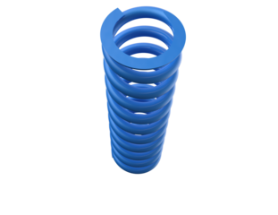 Robust Blue Metal Compression Spring – Essential Mechanical Part for Motorbike Suspension, Automotive Engines and Industrial Equipment – High-Quality Isolated 3D Render PNG with Transparent Background