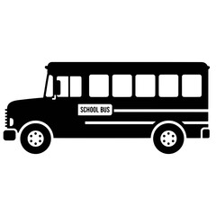 School Bus Silhouette Icon Black White Vehicle Illustration