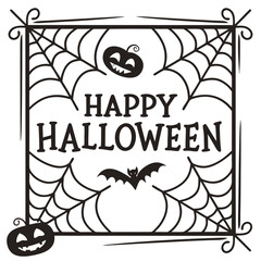 Happy Halloween with Spiderweb Frame Design