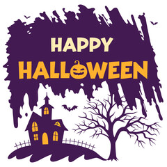 Happy Halloween Haunted House Illustration