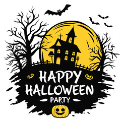 Happy Halloween Party Haunted House Poster