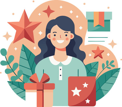 Customer loyalty program illustration with star and rewards
