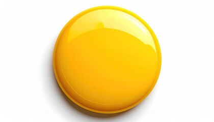 Glossy yellow circle button on white background