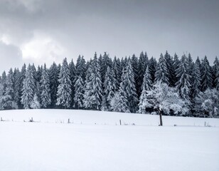 Naklejka premium Snowy forest landscape