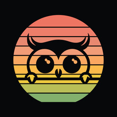 Scops Owl Bird Peeking Sunset Vintage Retro Owl Lover