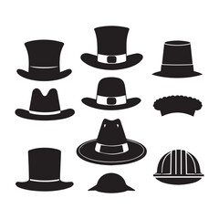 set of black various Teacher’s Hat vector silhouettes isolated on white background