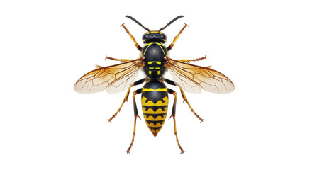 Isolated wasp with detailed body and wings against a clean backdrop for commercial use