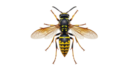 Isolated wasp with detailed body and wings against a clean backdrop for commercial use
