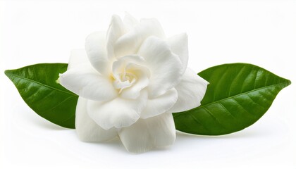 Fototapeta premium Close Up Of White Gardenia Flower Or Cape Jasmine Gardenia Jasminoides Isolated On A White Background With Clipping Path